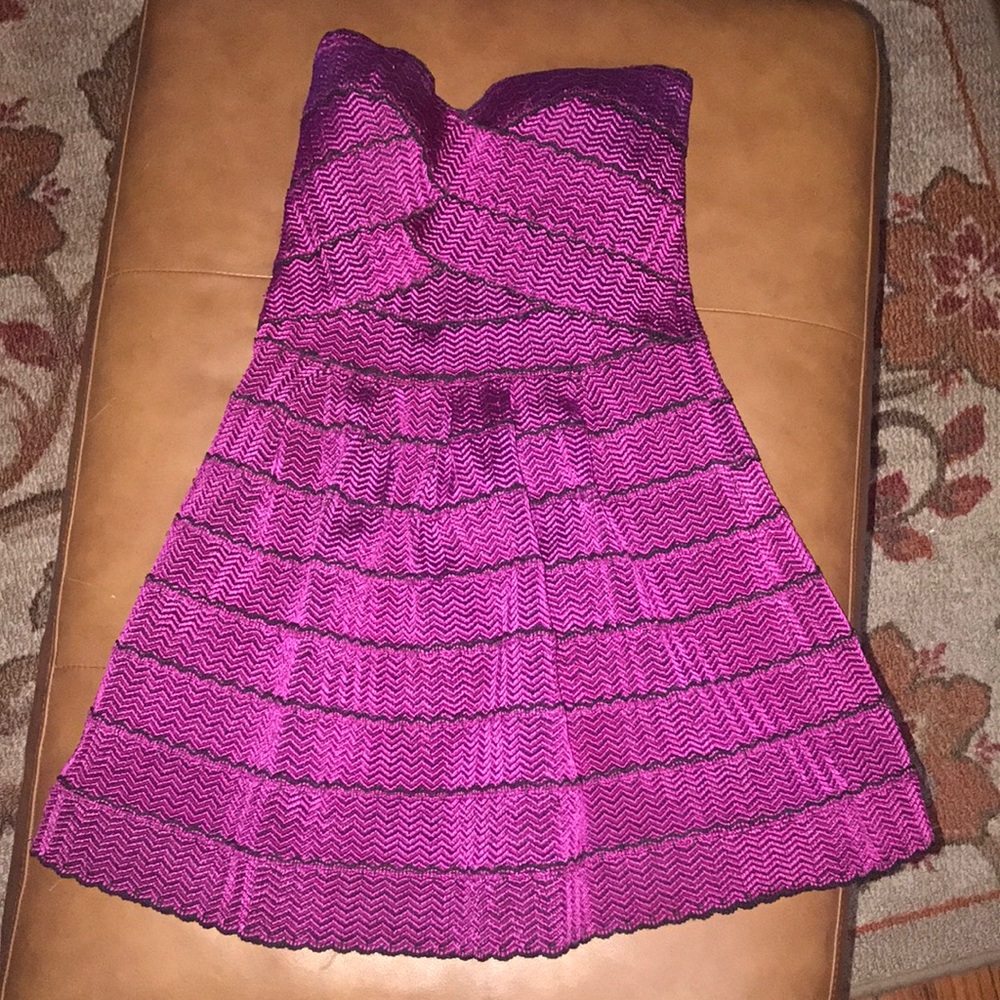 Magenta Strapless Dress w/ a Sweetheart Style Top